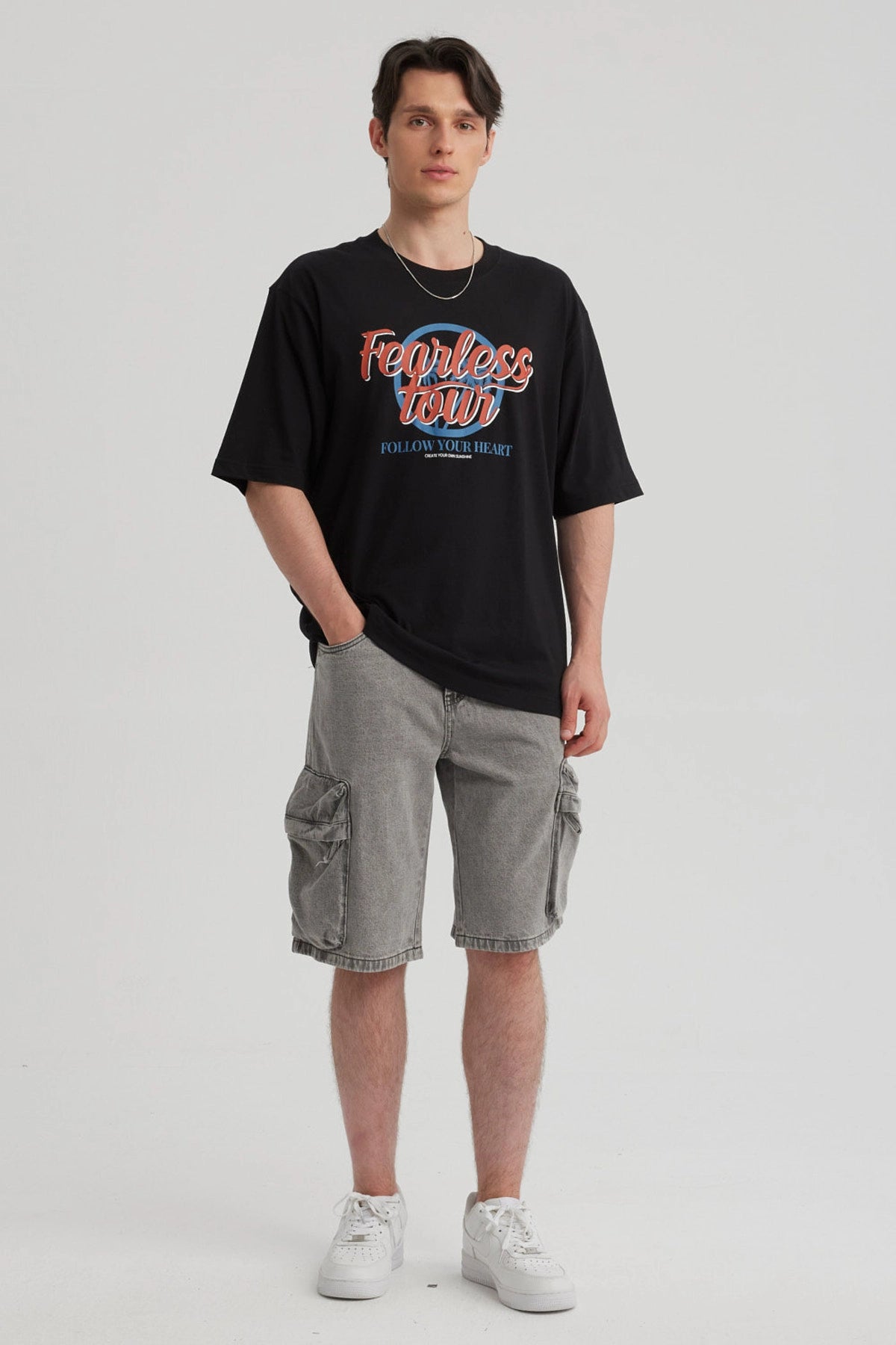 Polera Hombre Print Central Negro