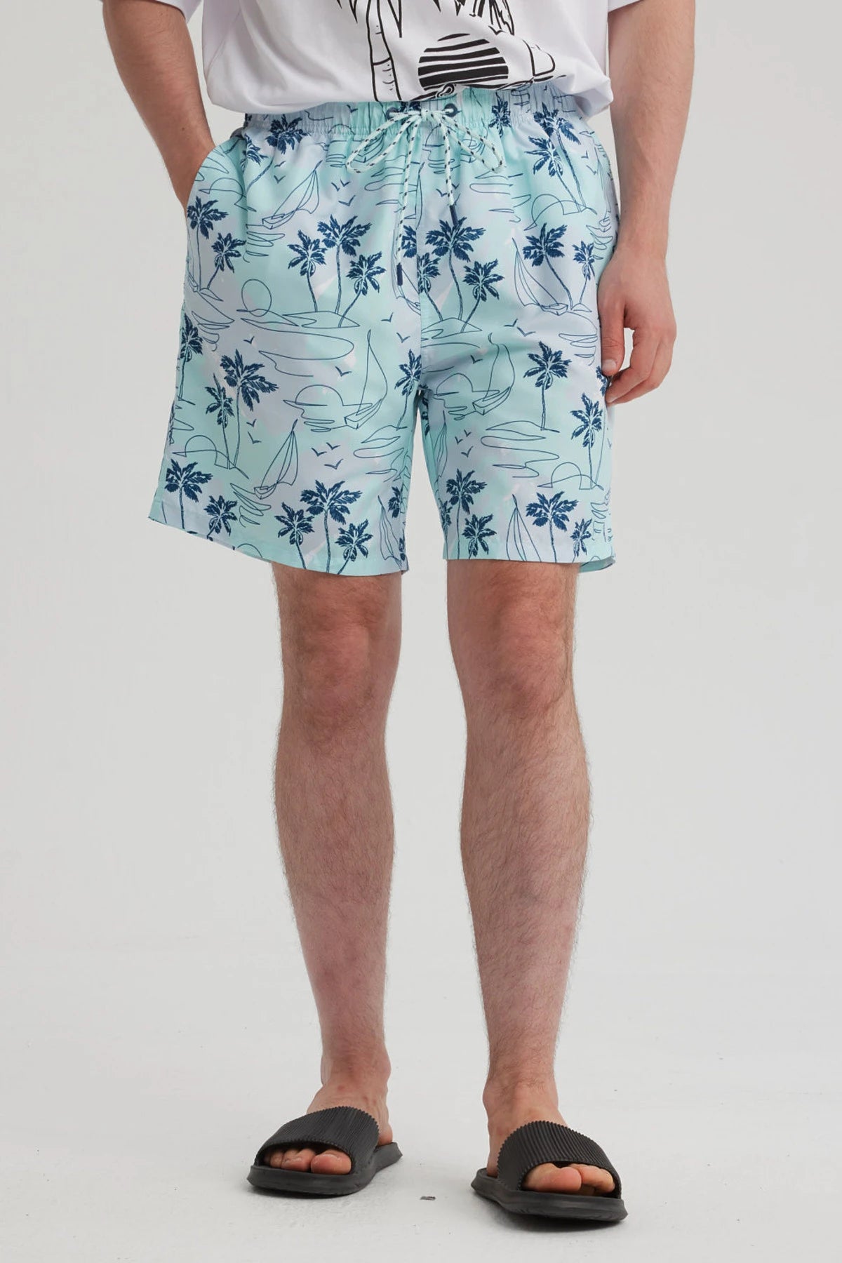 Short de Baño Hombre Full Print Azul