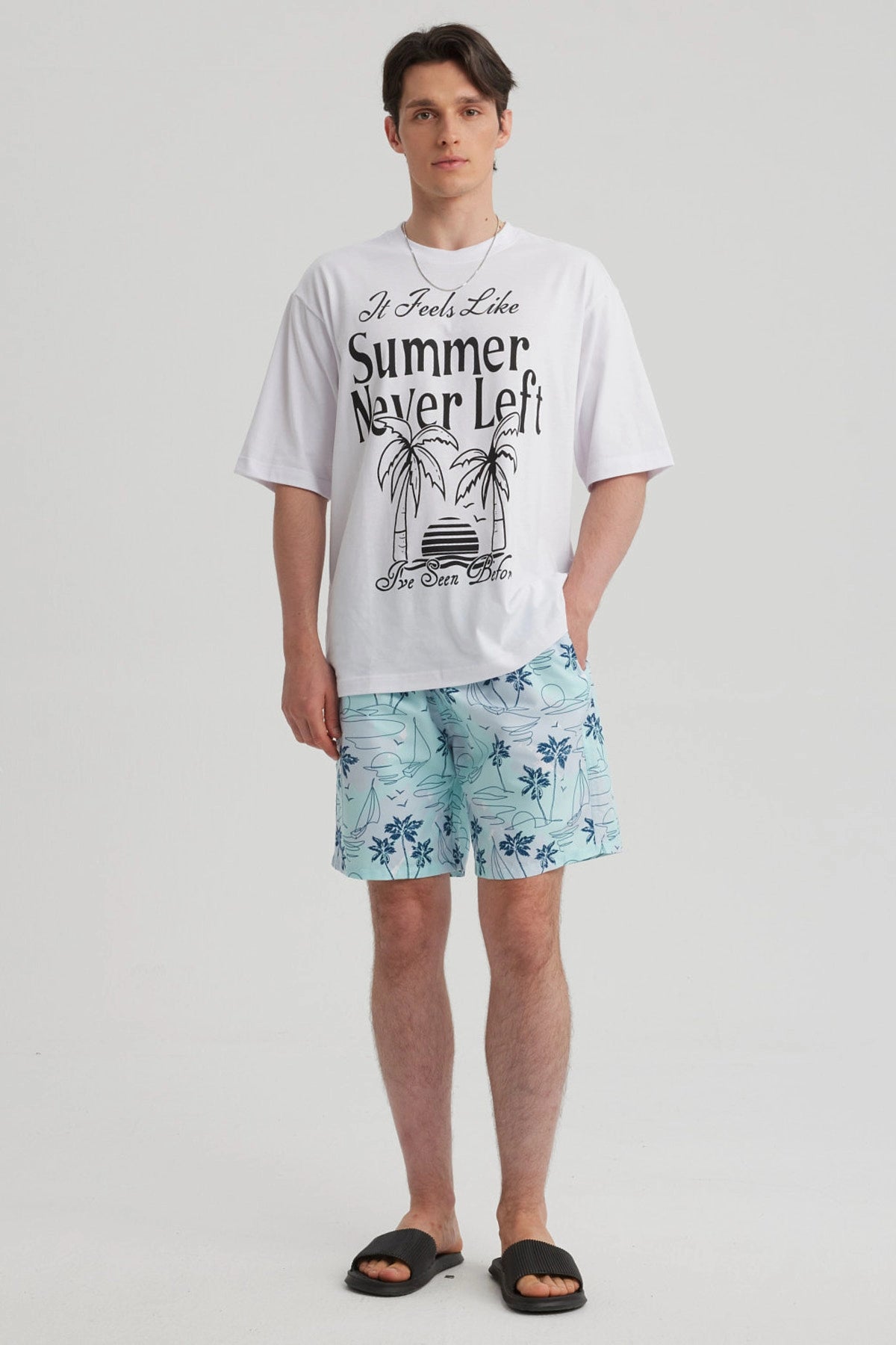 Short de Baño Hombre Full Print Azul