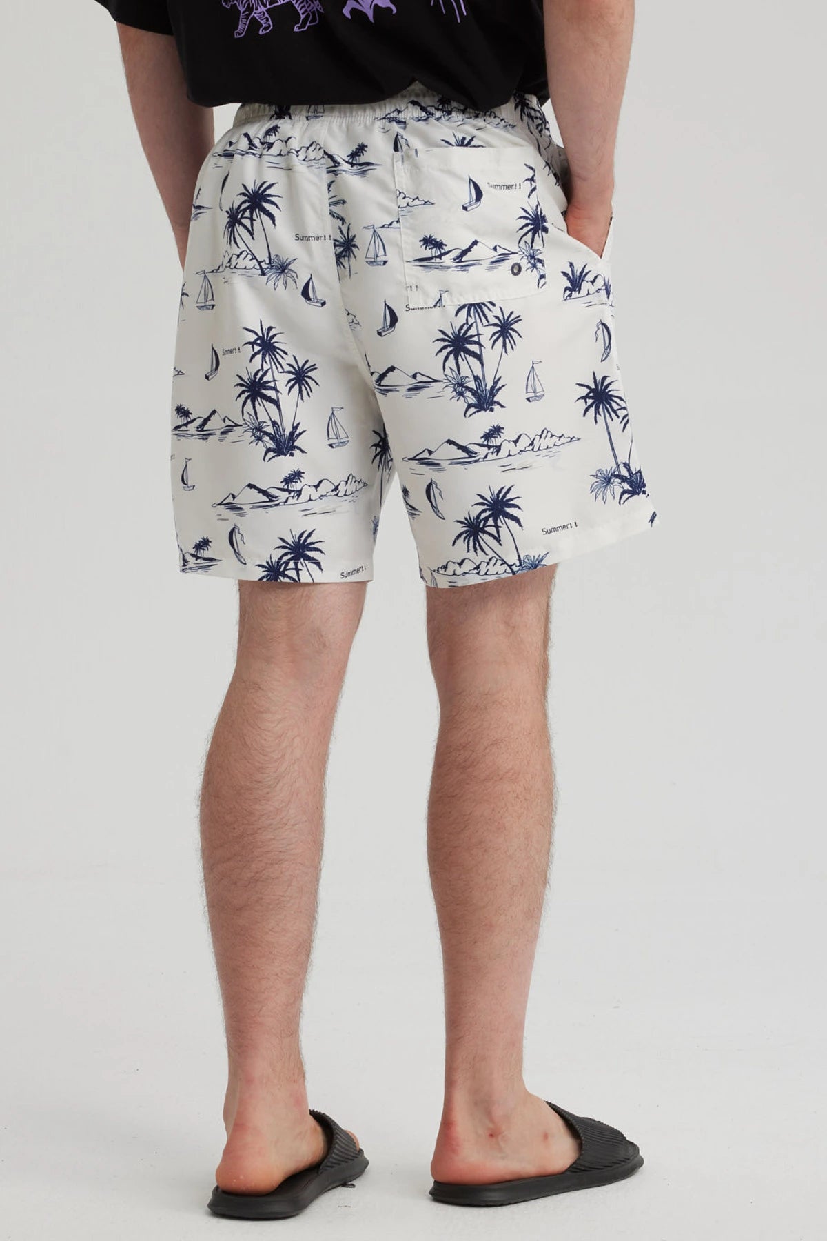 Short de Baño Hombre Full Print Beige