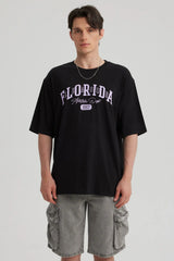 Polera Hombre Texto Frontal Negro
