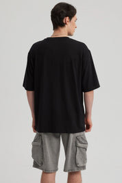 Polera Hombre Texto Frontal Negro