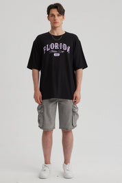 Polera Hombre Texto Frontal Negro