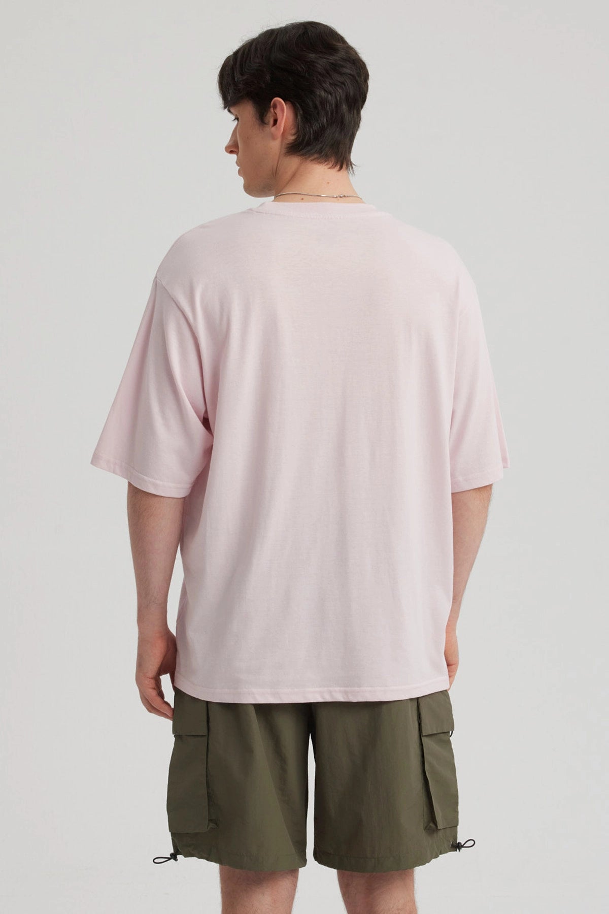 Polera Hombre Texto Frontal Rosa