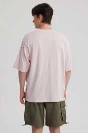 Polera Hombre Texto Frontal Rosa