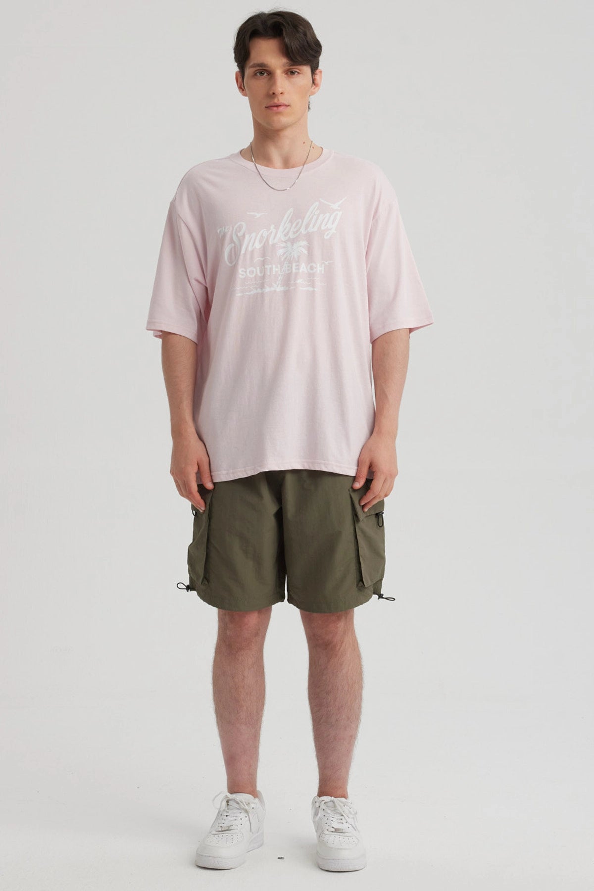 Polera Hombre Texto Frontal Rosa