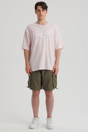 Polera Hombre Texto Frontal Rosa