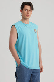 Polera Hombre Doble Print Turquesa