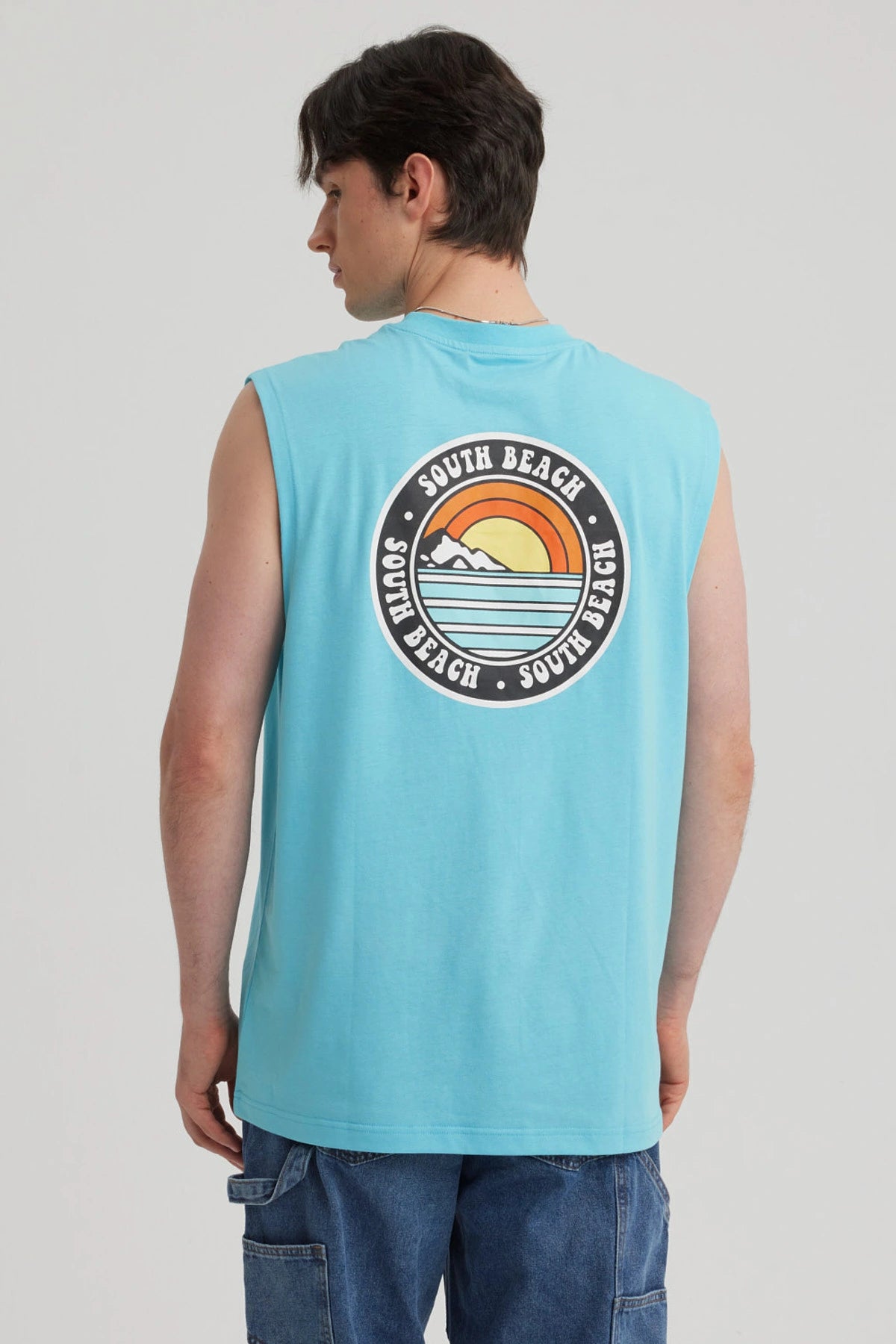 Polera Hombre Doble Print Turquesa