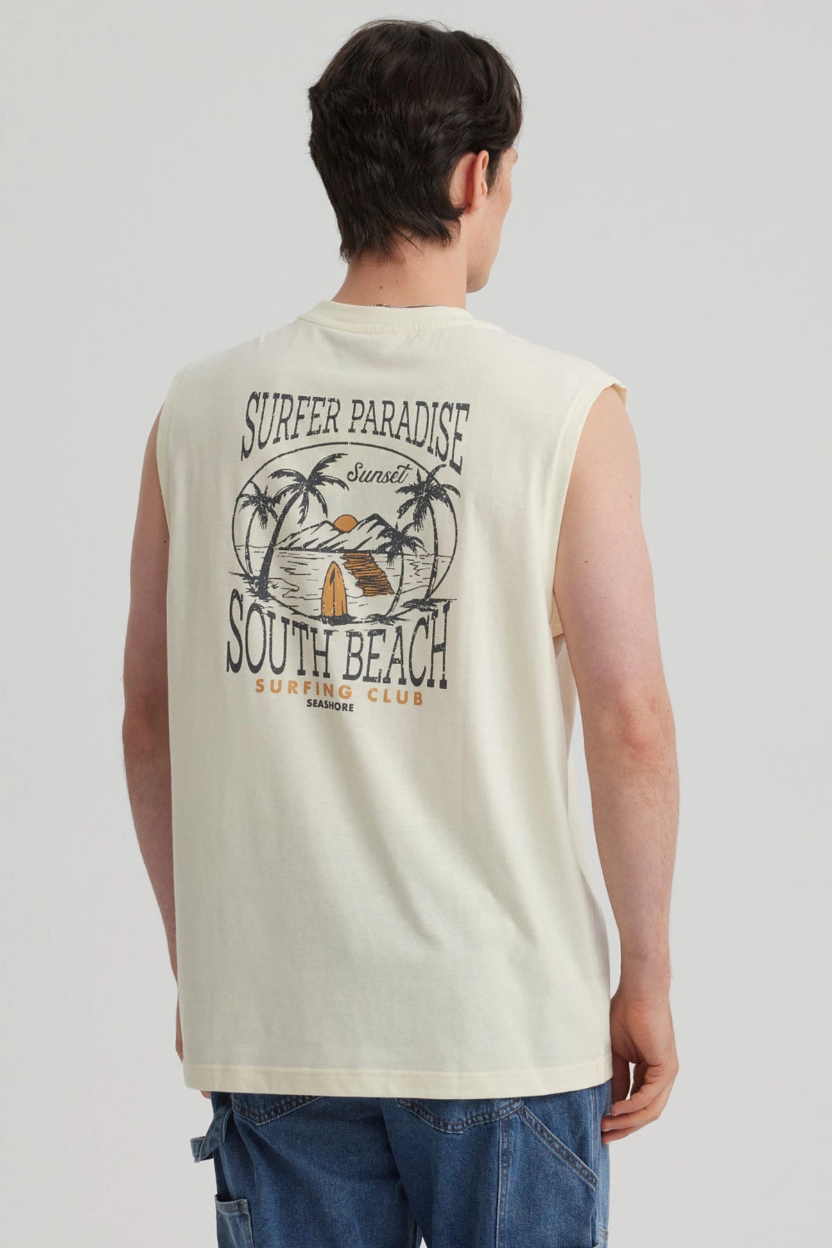 Polera Hombre Doble Print Beige