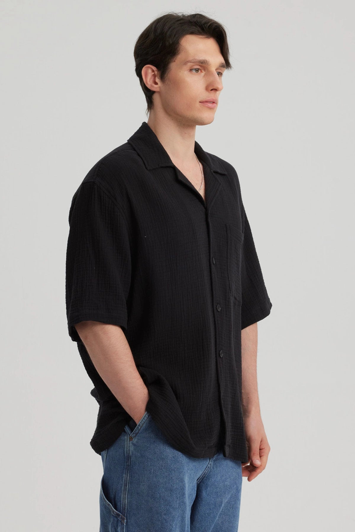 Camisa Hombre Textura Negro