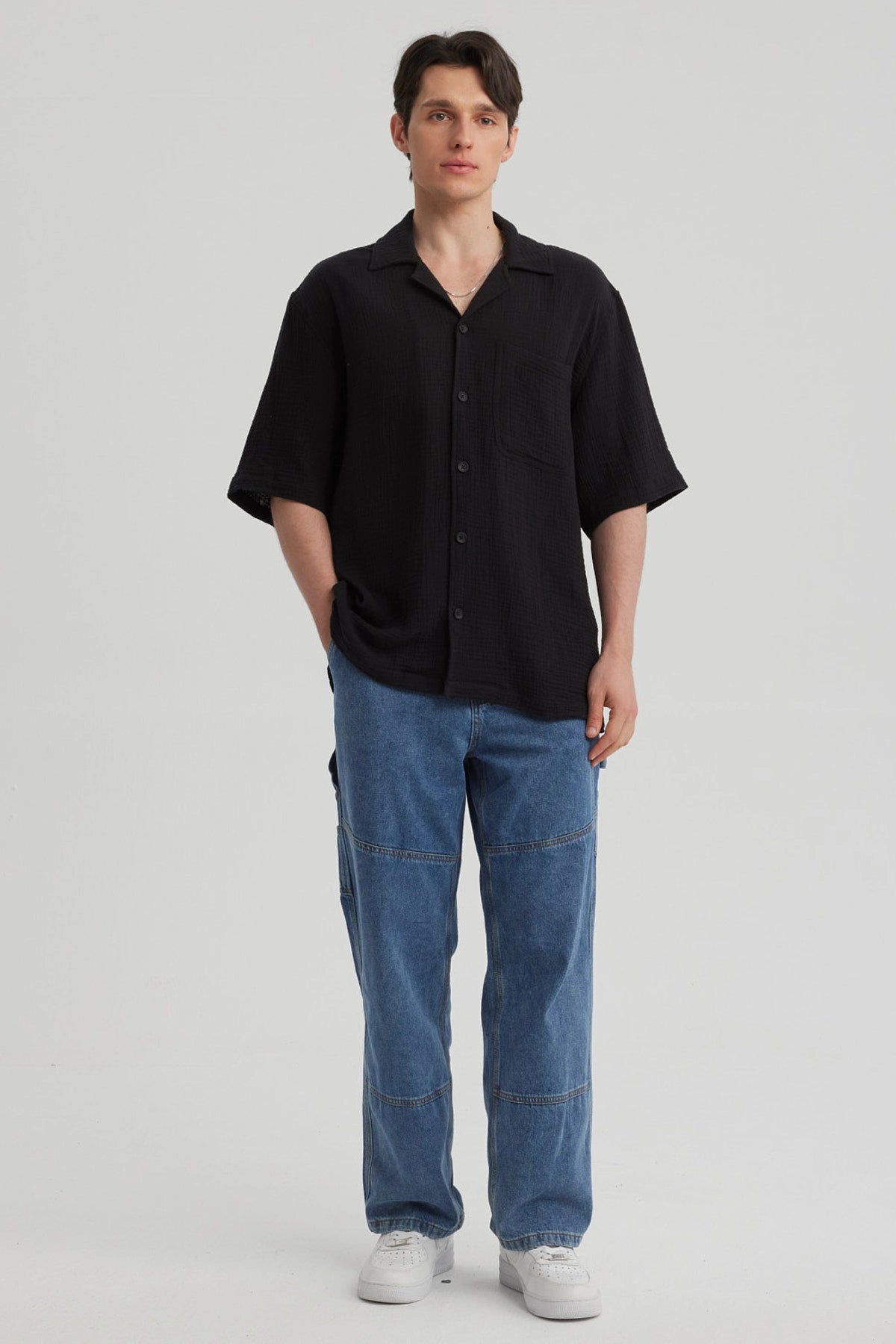 Camisa Hombre Textura Negro