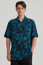Camisa Hombre Full Print Azul