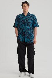 Camisa Hombre Full Print Azul