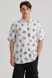 Camisa Hombre Full Print Blanco