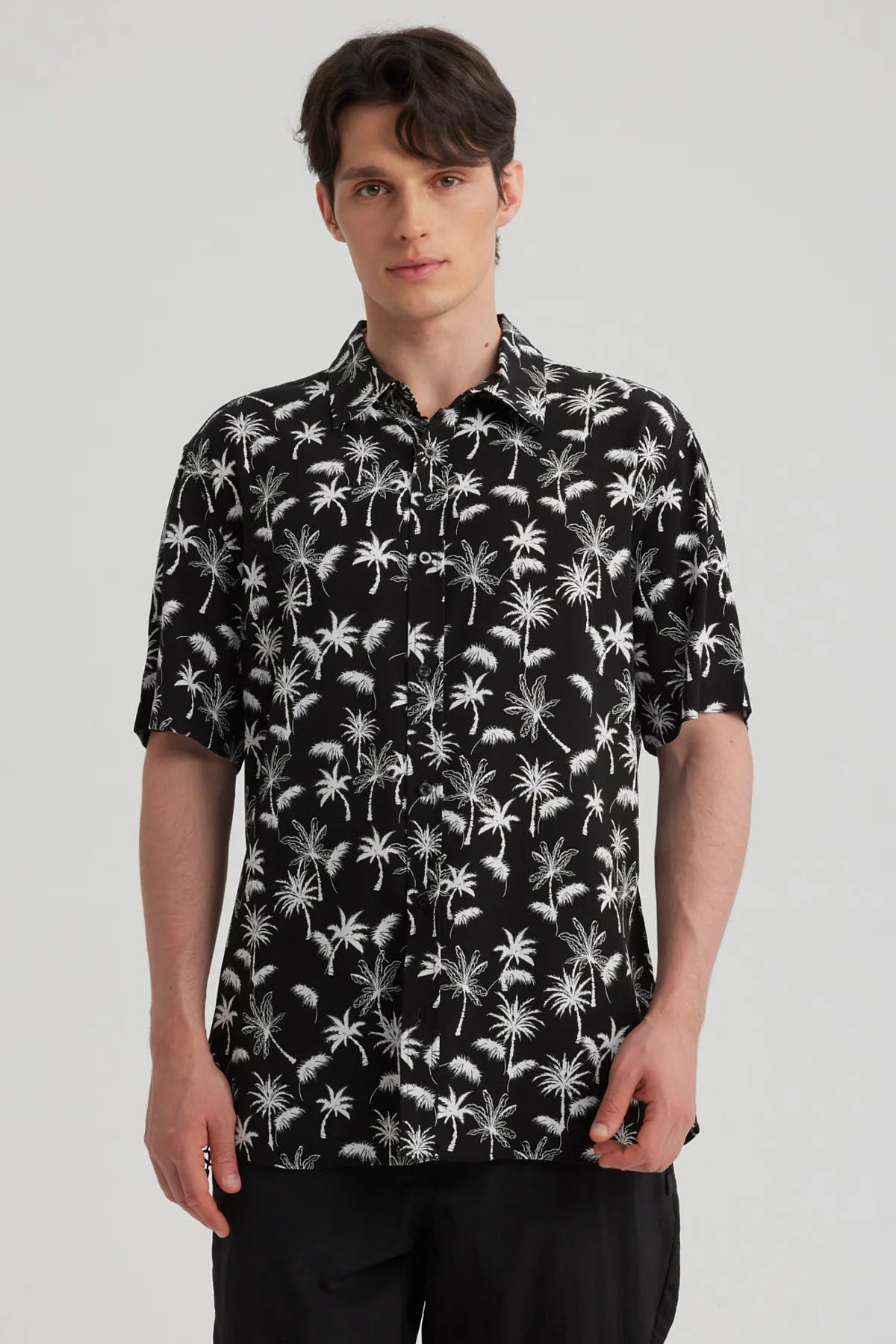 Camisa Hombre Full Print Negro