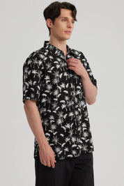 Camisa Hombre Full Print Negro