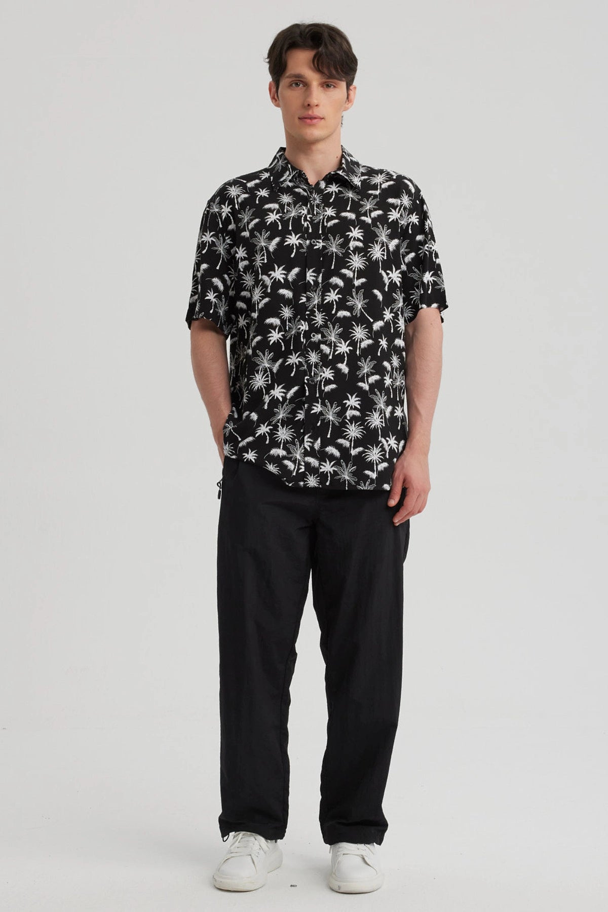 Camisa Hombre Full Print Negro