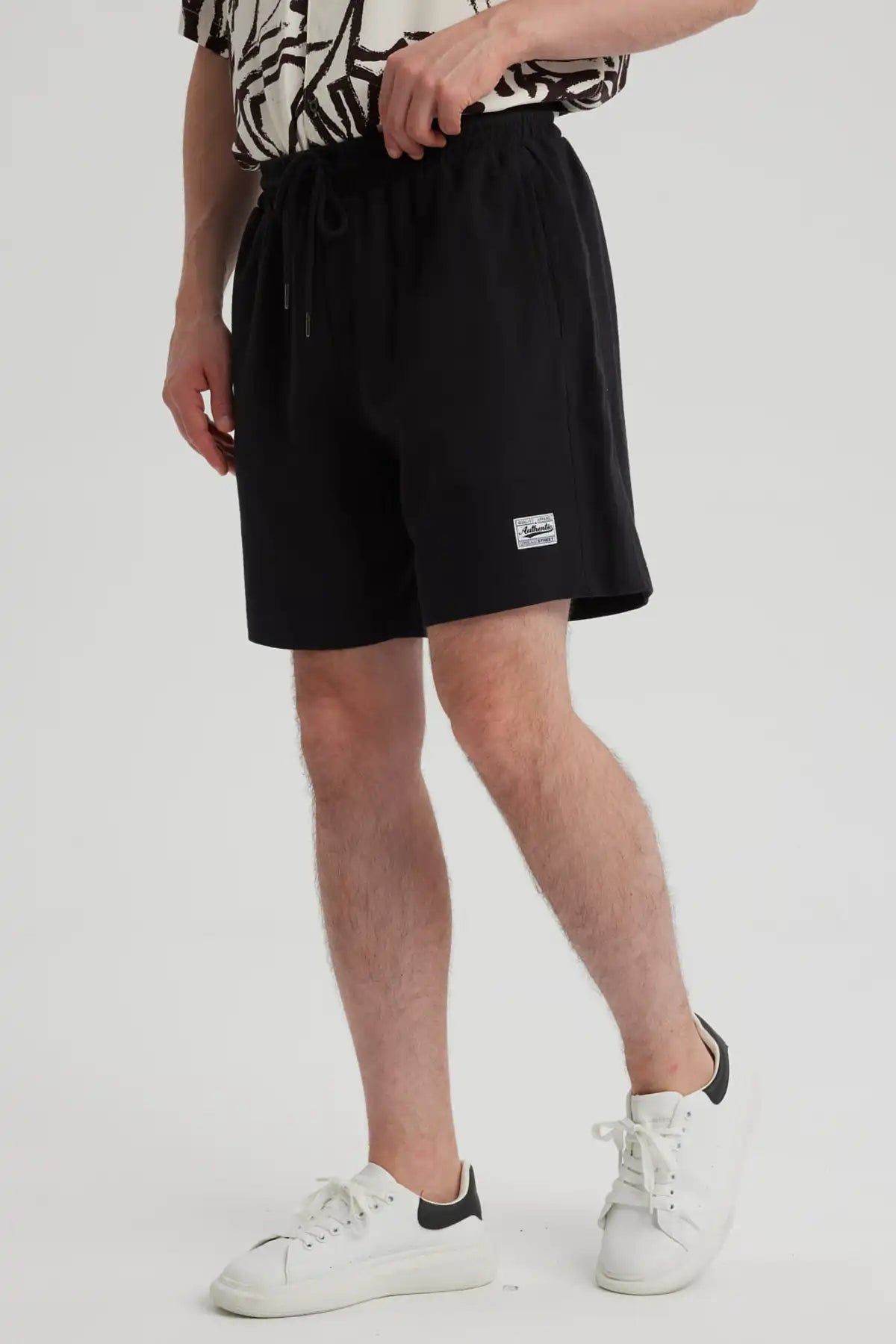 Bermuda Hombre Textura Liso Negro