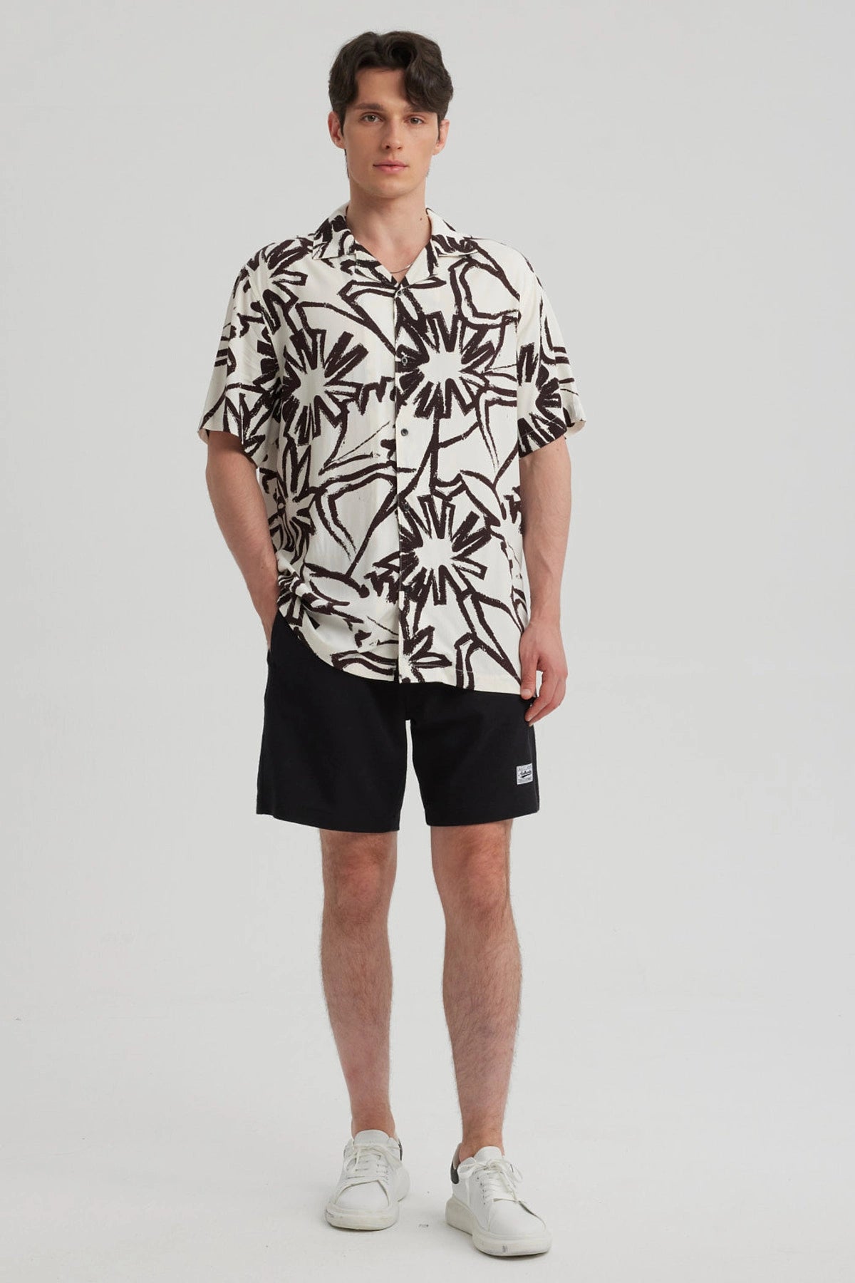 Bermuda Hombre Textura Liso Negro