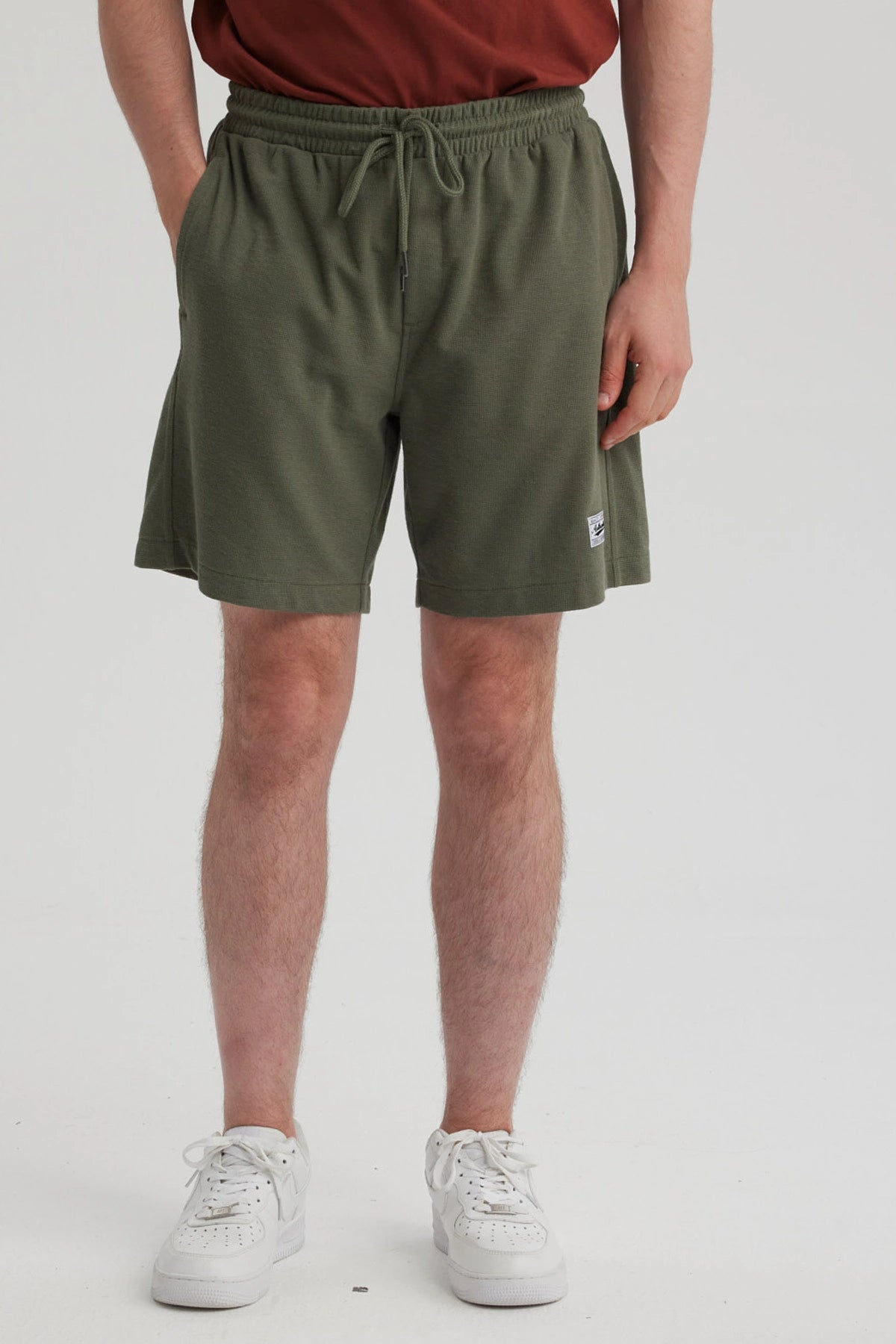 Bermuda Hombre Textura Liso Verde Militar