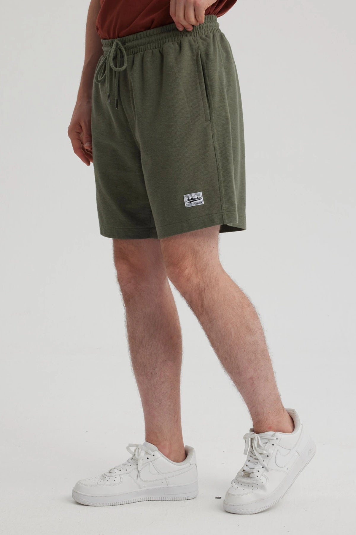 Bermuda Hombre Textura Liso Verde Militar