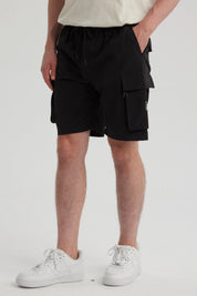 Bermuda Hombre Cargo Nylon Negro