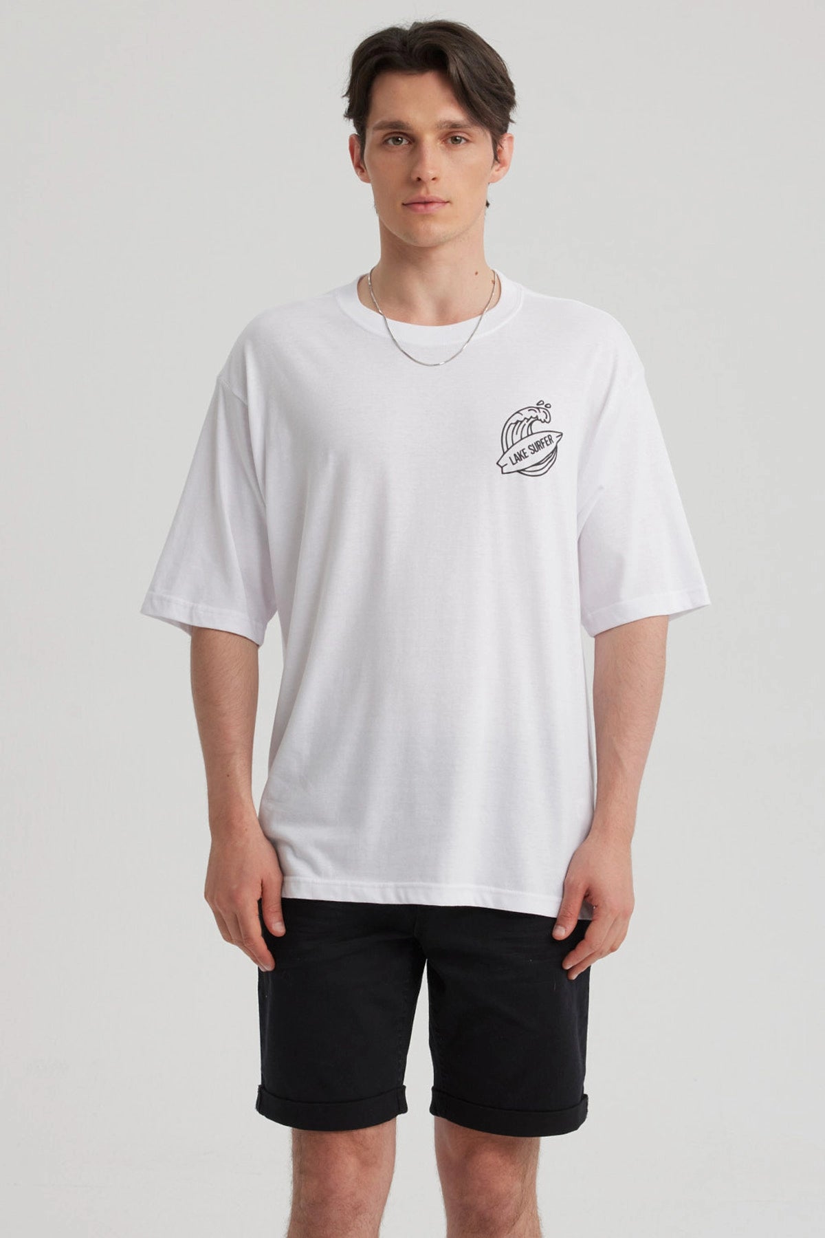 Polera Hombre Doble Print Blanco