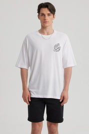 Polera Hombre Doble Print Blanco