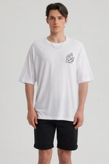 Polera Hombre Doble Print Blanco