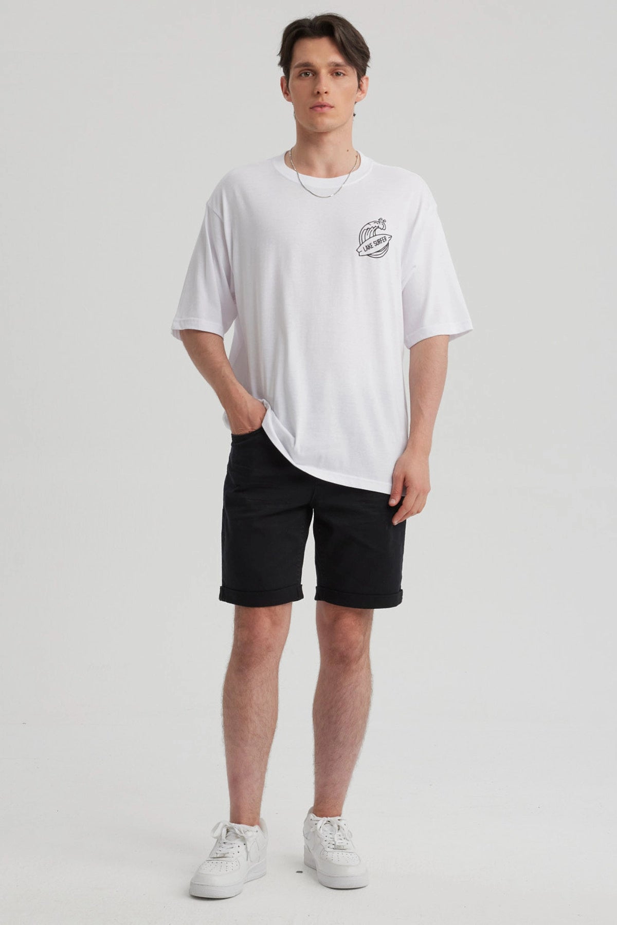 Polera Hombre Doble Print Blanco