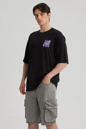 Polera Hombre Doble Print Negro