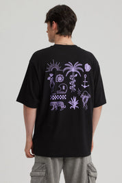 Polera Hombre Doble Print Negro