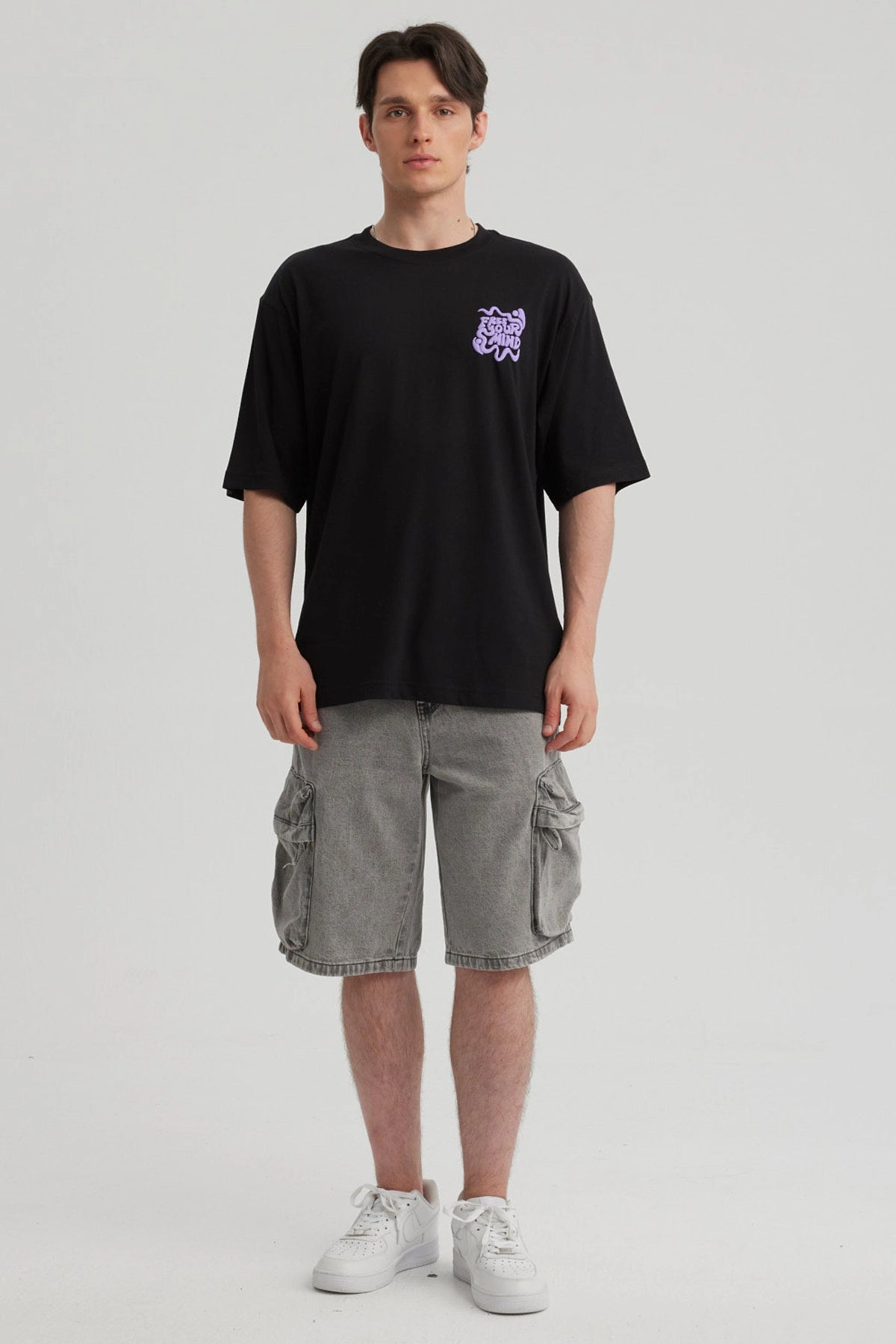 Polera Hombre Doble Print Negro