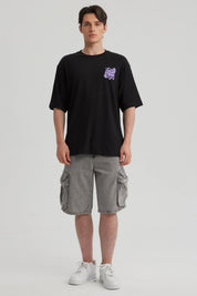 Polera Hombre Doble Print Negro