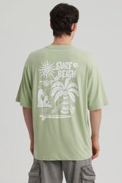 Polera Hombre Doble Print Verde Claro