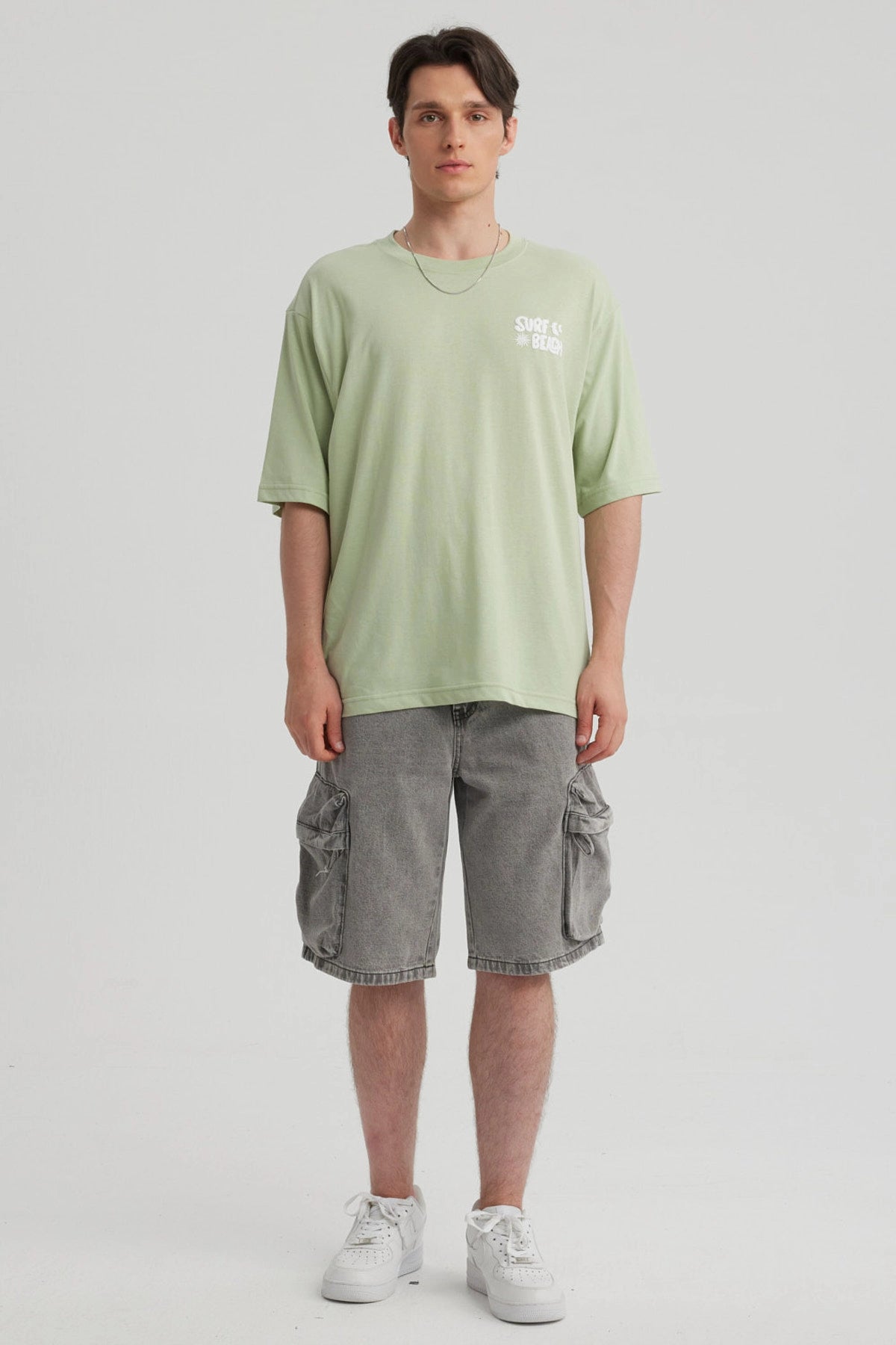 Polera Hombre Doble Print Verde Claro