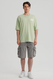 Polera Hombre Doble Print Verde Claro