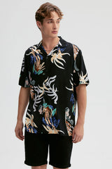 Camisa Hombre Full Print Negro
