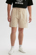 Bermuda Hombre Bolsillo Aplicación Beige