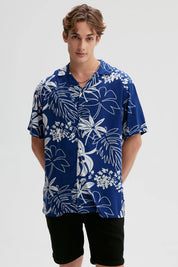 Camisa Hombre Full Print Azul