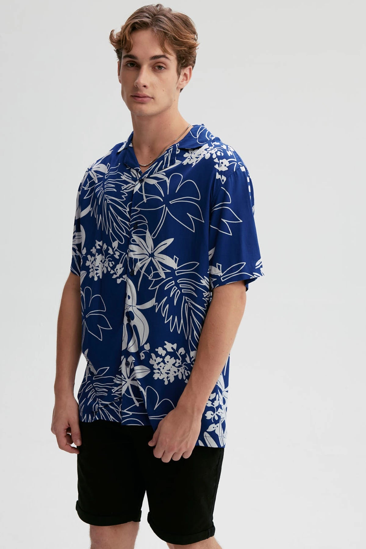 Camisa Hombre Full Print Azul