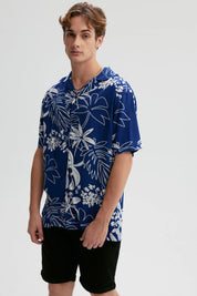 Camisa Hombre Full Print Azul