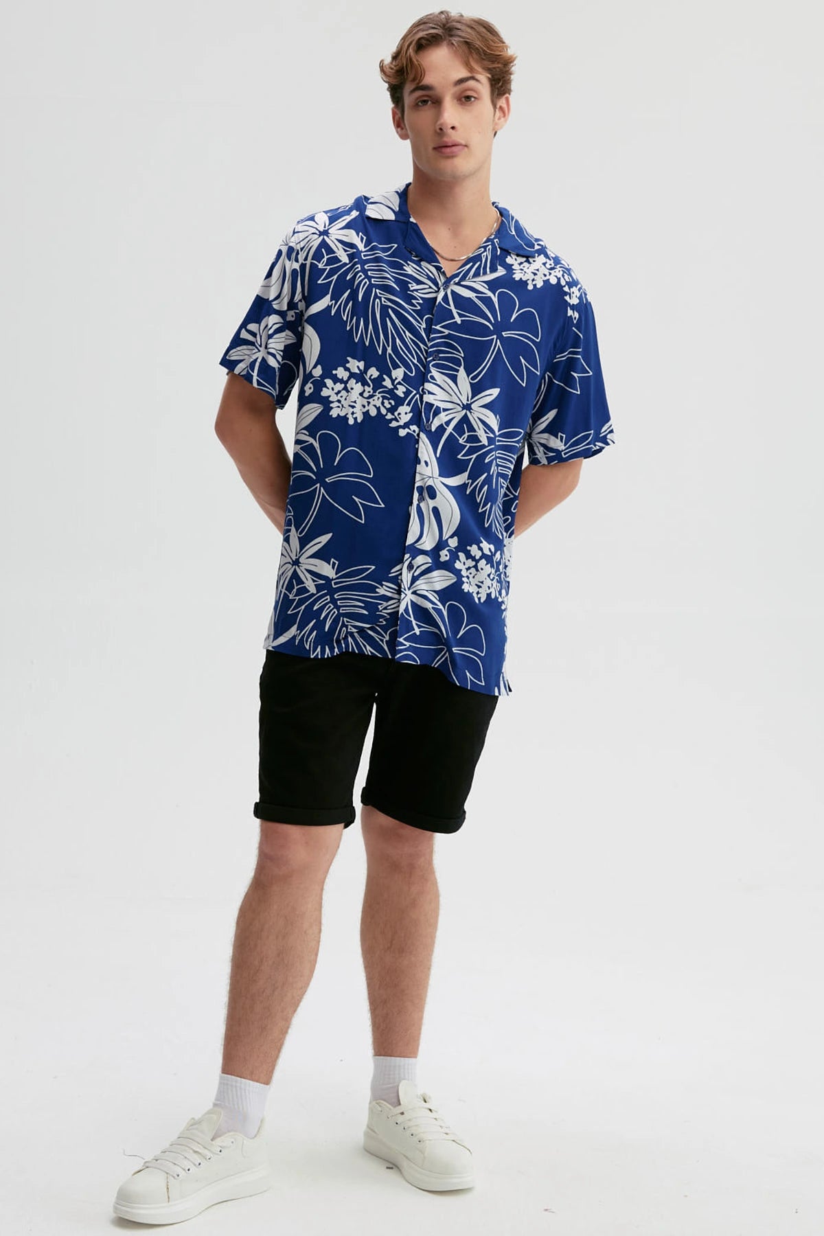 Camisa Hombre Full Print Azul