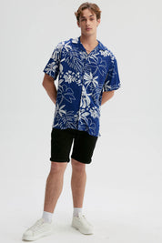 Camisa Hombre Full Print Azul