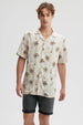 Camisa Hombre Full Print Beige