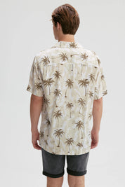 Camisa Hombre Full Print Beige