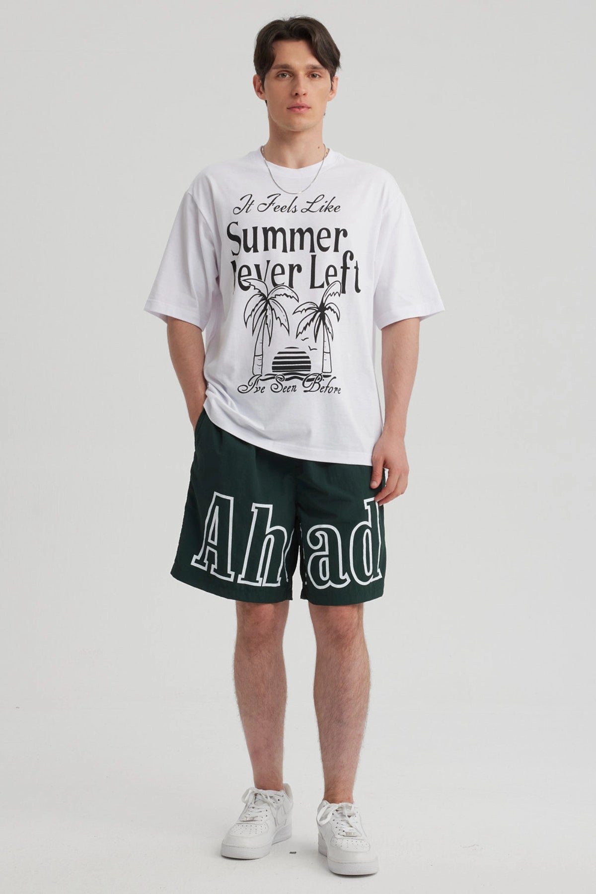 Bermuda Hombre Estampado Verde Pino