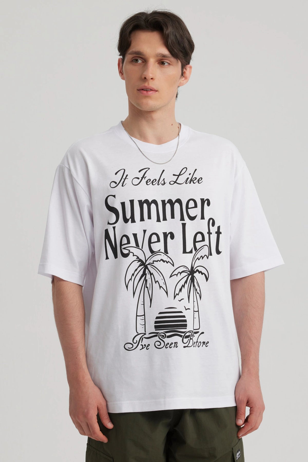 Polera Hombre Print Oversize Blanco