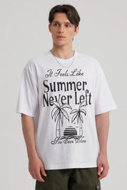 Polera Hombre Print Oversize Blanco